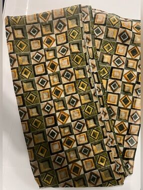 Geometric Diamond Print Scarf in Olive and Mustard
